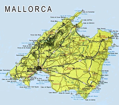 Map of Majorca - Mallorca